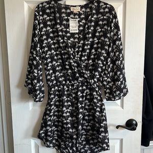 Black and white palm tree romper. Size medium